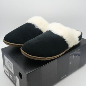 NEW SOREL Nakiska Slide II Women's 11 Suede Lined Slippers Black Indoor/Outdoor